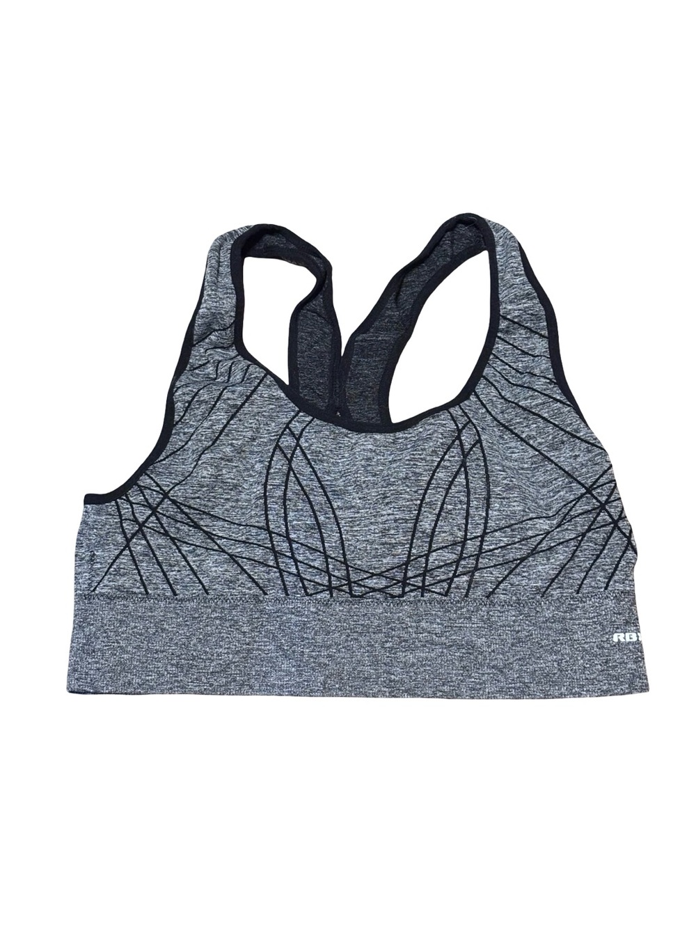 RBX Grey & Black Racerback Seamless Sports Bra